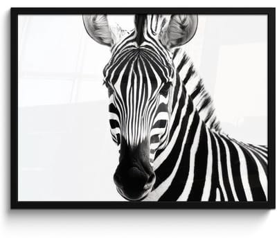 Poster in lijst - Fotolijst 70x50 cm - Posters - Zebra - Close-up - Zwart - Strepen - Posterlijst zwart - Decoratie - Wanddecoratie woonkamer - Muurdecoratie slaapkamer