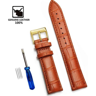 Echte leren horlogebanden 12/14/16/18/20/22/24 mm horlogebandband stalen gesp hoge kwaliteit polsband armband + gereedschap 12mm brown
