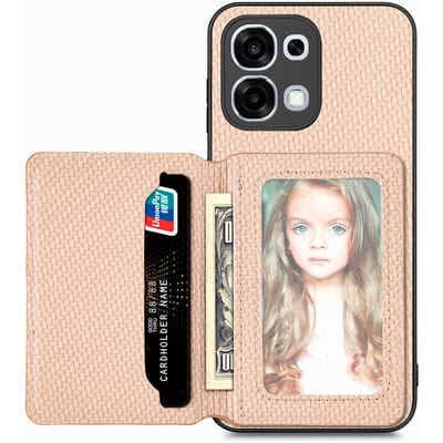 Voor OPPO A6 Pro Magnetische Portemonnee Kaarthouder Lederen Hoesje Voor OPPO A6 Pro Koolstofvezel Flip Leer Magnetische Stand Cover For OPPO A6 Pro