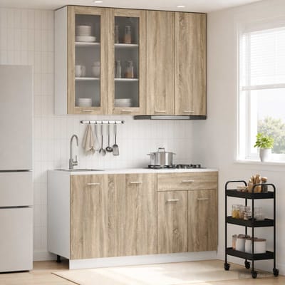 vidaXL - Keukenblok - LYON - 4 - st - Sonoma - Eiken - Bewerkt - hout