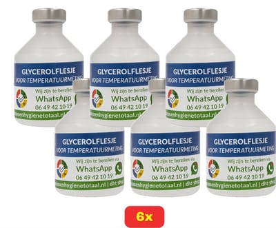 Glycerolflesje voor temperatuurmeting – Hygiënisch en nauwkeurig – Voor koeling & vriezer - 6x voordeelverpakking