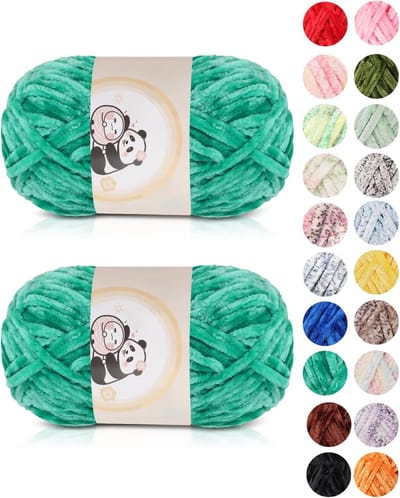 Warme Chenille Breigaren, Pluizige Dikke Wol voor Handbreien, Fluwelen Babywol, Zachte Pluche Wol voor Amigurumi Babydeken, Smaragdgroen