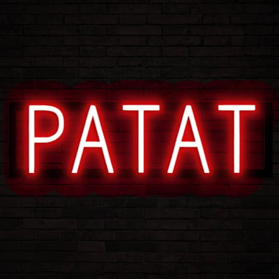 PATAT - Lichtreclame Neon LED bord verlicht | SpellBrite | 53,67 x 16 cm | 6 Dimstanden & 8 Lichtanimaties | Reclamebord neon verlichting