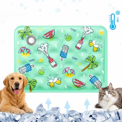 Koelmat Hond - Koelmat Kat - Water Koelmat - Zelfkoelende Hondenmat Zomer Koelkussen - voor Thuis, Onderweg of in de Auto - Fysieke Koeling - Activeer Met Water - PVC + Polymeergel - Krasvast Lekvrij - Groen - 60x90cm - 1 Stuk