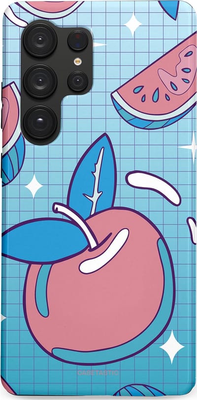 Casetastic Hoesje Geschikt voor Samsung S25 Ultra - Stijlvolle Beschermende Duo-layer Case - Fruitige appel ruitjes