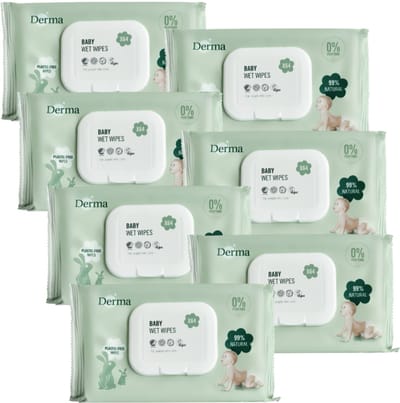 Derma Eco Baby - Billendoekjes - 7 x 64 stuks - Parfumvrij - Hypoallergeen - Gevoelige Huid