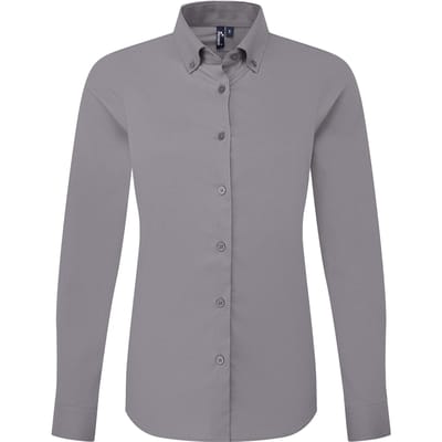 Premier Dames Supreme Oxford Langsleeve Shirt (Staalgrijs)