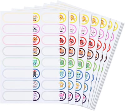 Zelfklevende Naamstickers voor Kinderen - 160 Stuks Waterdichte Naamlabels voor School, Flessen en Spenen met Dierenprint
