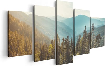 Artaza Canvas Schilderij Vijfluik Bos Met Bomen In De Hoge Bergen - 100x50 - Foto Op Canvas - Canvas Print