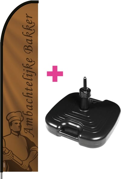 Beachflag - Ambachtelijke Bakker #1 - Vlag + Parasolvoet + Rotator + Hengelsysteem + Draagtas - Actievlag.nl