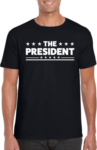 The President tekst t-shirt - zwart - voor heren - carnaval - leiding - baas - cadeau - leider S