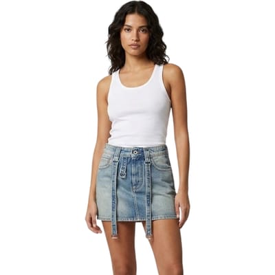Off-White Dames/Dames Cargo Denim Minirok (Vintage Blauw)