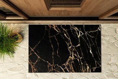 Coloray Buiten Deurmat - Zwart Buitendeurmat Design - Marmerpatroon Vochtabsorberende Deurmat - Decoratief Accessoire Voor Buiten - Vuilvangmat Voor Nat Weer - Design Schoonloopmat Voor Entree - 90x60 cm