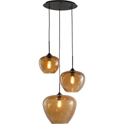 Light & Living Hanglamp Mayson - Bruin Glas - Ø40cm - 3L - Modern - Hanglampen Eetkamer, Slaapkamer, Woonkamer