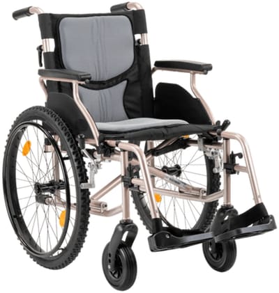 MultiMotion M10 lichtgewicht rolstoel met mountainbike luchtbanden - In hoogte verstelbare handvatten - Champagne - Zitbreedte 45 cm