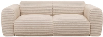 Vente-unique Driezitsbank in beige ribfluweel met brede ribbels - POGNI van Maison Céphy