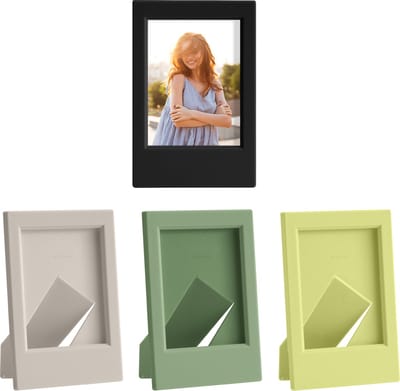 kwmobile 4x mini fotolijst staand - Voor foto's 9,2 x 6,1 cm - Fotokader voor mini instant camera - In zwart / lichtgrijs / groen / geel