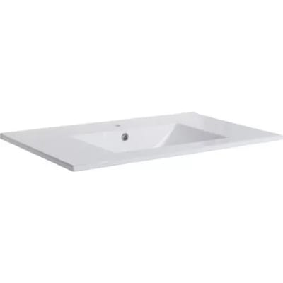 Aurlane Enkele Wastafel Timber - Keramiek - Rechthoekig - Wit - 80cm