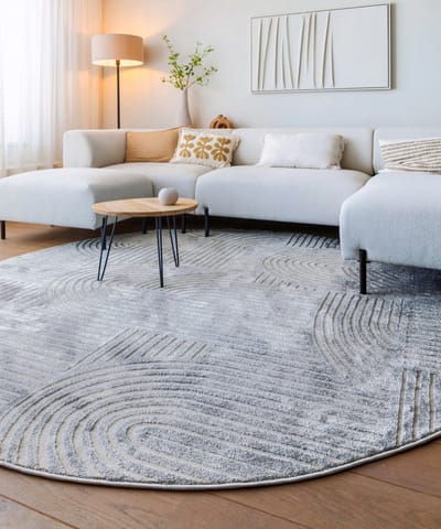 Scandinavisch vloerkleed rond - Contour Bend grijs 100