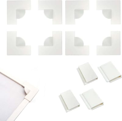 Effectieve Muggennet met Magneten - 8 Hoekstukken en 4 Raamclips - Wit Acryl voor Snelle Installatie en Optimale Insectenbescherming