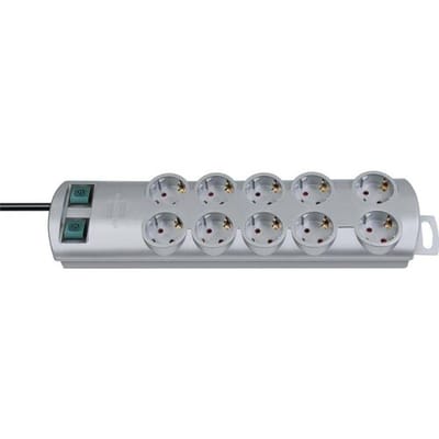 Primera-Line stekkerdoos 10-voudig zilver 2m H05VV-F 3G1,5 de stopcontacten zijn schakelbaar per 5