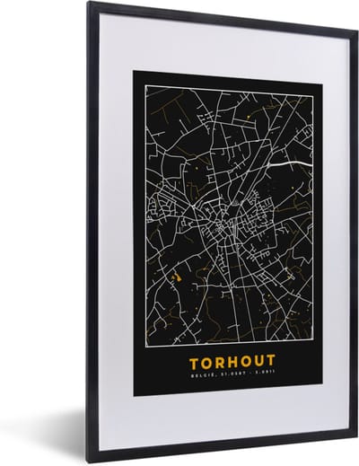 Fotolijst incl. Poster - Stadskaart - Plattegrond - Goud - Torhout - Kaart - 40x60 cm - Posterlijst