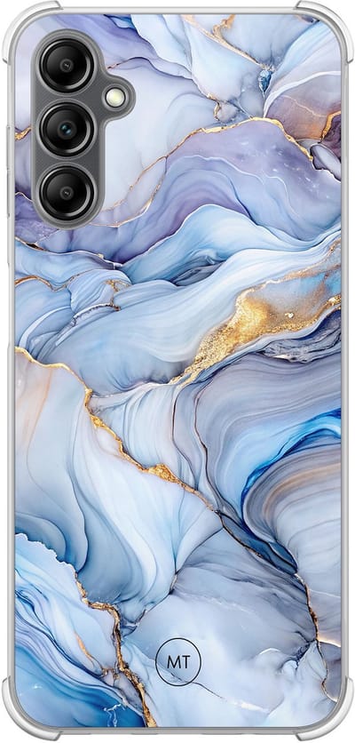 Hoesje (shockproof) geschikt voor Samsung Galaxy A14 5G - Lavender dream - Extra sterke case - TPU/polycarbonaat - Marmer - Paars, Transparant