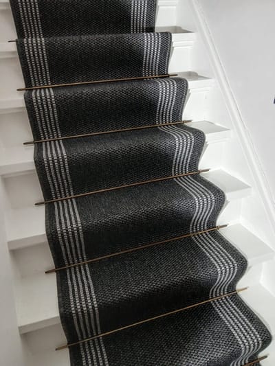 Traploper, Keukenloper - Sisallook - vlak geweven design grijs - anti-slip rug- 67cm breed, per meter af te nemen. In te korten met schaar.
