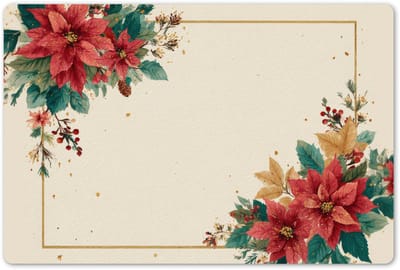 Placemats 45x30 cm - Placemat kunststof - 1 stuk - Kerst - Poinsettia - Omlijsting - Kleurrijk - Borden onderleggers - Decoratie voor op tafel - Keuken tafeldecoratie accessoires - Vinyl onderlegger - Tafelversiering