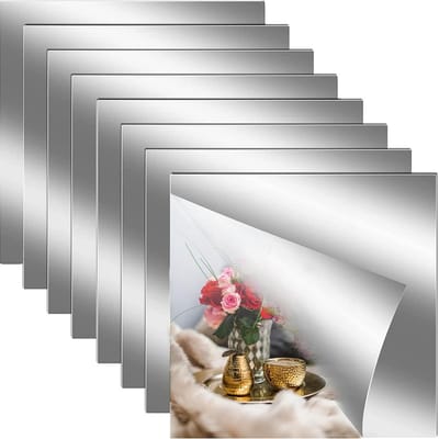 8x Flexibele Acryl Spiegel Tegels - Zelfklevend Wandspiegel - Voor Badkamer, Slaapkamer en Kast - 20x20cm