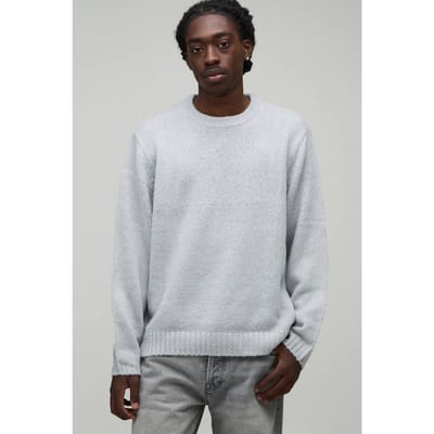 Gebreide Trui Met Geborstelde Textuur En Relaxed Fit | Light Grey | Size XS
