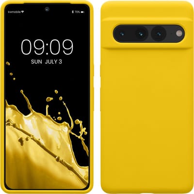 kwmobile telefoonhoesje geschikt voor Google Pixel 7 Pro - Hoesje met siliconen coating - Smartphone case in stralend geel
