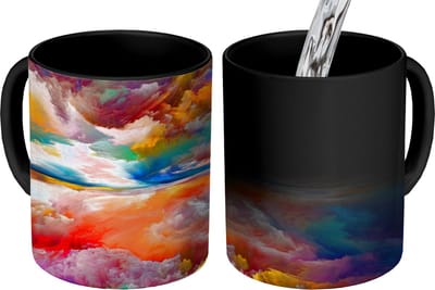 Magische Mok - Foto op Warmte Mokken - Koffiemok - Schilderij - Olieverf - Abstract - Wolken - Magic Mok - Beker - 350 ML - Theemok