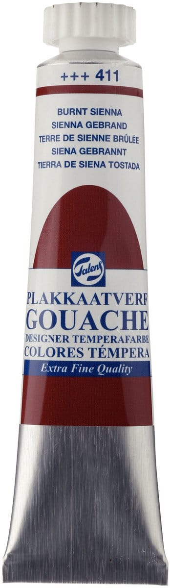 Plakkaatverf - 411 Sienna gebrand - Gouache extra fine - Talens - 20 ml