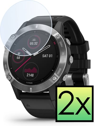 Screenprotector - 2 Stuks - Geschikt voor Garmin Fenix 6 - Extra Sterk - Tempered Glass - Gehard Glas - Beschermglas Screen Cover - Bescherm Protector voor Smartwatch