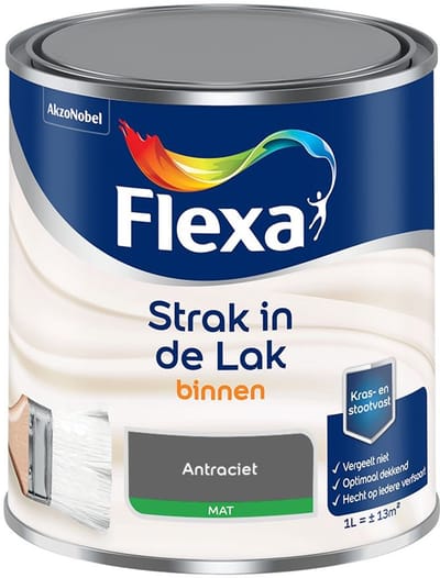 Flexa - Strak In De Lak Binnenlak Mat - Antraciet - Mengverf - 1 L