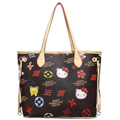 Niche Spoof Tote Commuting Cartoon Veelzijdige Handtas voor Vrouwen beige