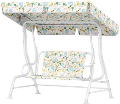 Witte Hollywoodschommel voor kinderen – stalen 2-persoons frame, belastbaar tot 60 kg