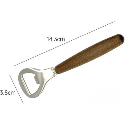 1 décapsuleur en acier inoxydable avec manche en bois de hêtre, gadget utilitaire de cuisine, ouvre-bouteille de bière, ouvre-couvercle ménager dark color