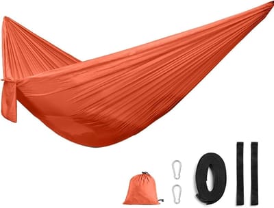 Draagbare Hangmat - Kampeerhangmat Outdoor - Ontspannen in de natuur - Lichtgewicht en opvouwbaar - 245x90 cm - Oranje