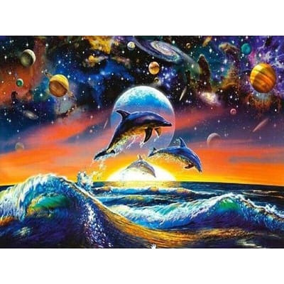 5D DIY Diamant Schilderij Diepzee Walvis & ruimte Diamant Borduren Kruissteek Woondecoratie Ambachten 20X30CM