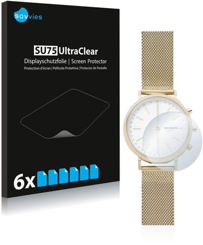 Savvies - Screenprotector voor Skagen Hybrid Smartwatch Mini Hald (34 mm) - Folie Beschermfolie transparant 6 Stuks