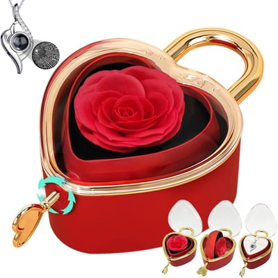 Eeuwige Roos - Geconserveerde Bloem - Cadeau Geven - Met Sieraden - 14.6 x 11.4 cm - Rood