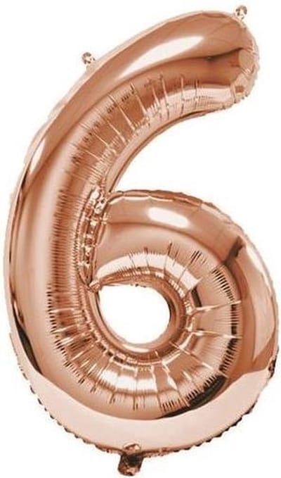 Folieballon Cijfer 6 Rose Gold - 92 cm