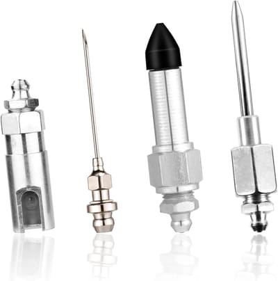 Vetnaalden Set - Vetspuit Mondstuk - Precisie Smering - Smalle Naaldpunt - 4 Stuks - Zilver