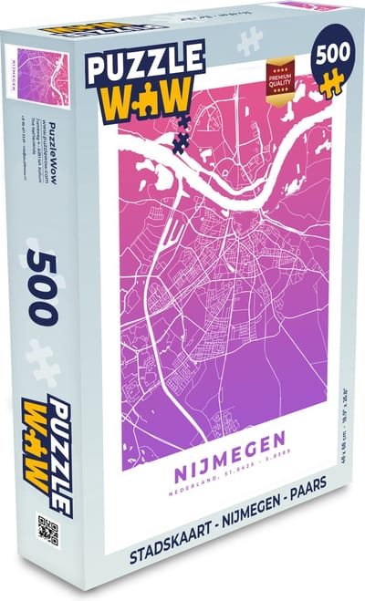 Puzzel Stadskaart - Nijmegen - Paars - Legpuzzel - Puzzel 500 stukjes - Plattegrond