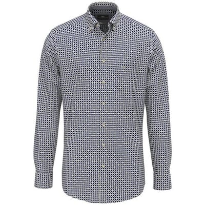 Fynch-Hatton Overhemd Fancy Pattern Poplin Button-Down Misty Blue / male