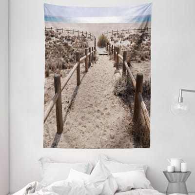 ABAKUHAUS Strandtapijt en sprei, Kustvakantie Oceaan, 110 x 150 cm, Blauwbeige