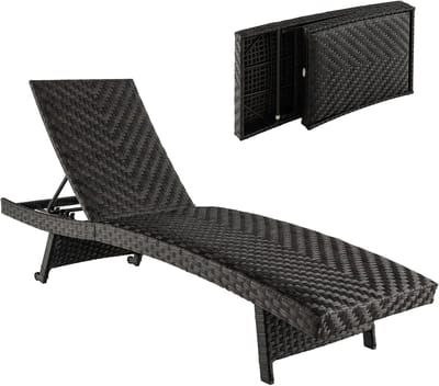 Inklapbare Tuinligstoel - Relaxstoel Zonnebed - Buiten Ontspannen - 5-voudig Verstelbaar - 150 kg Draagvermogen - Donkerbruin Zwart