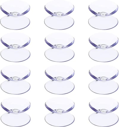 Dailygoods- Zuignap 12 x - Dubbelzijdige Zuignappen - Antislip - Helder PVC - 30 mm - Geschikt voor Glasoppervlakken